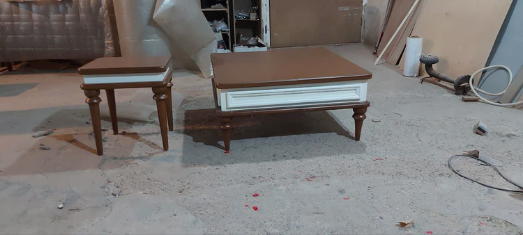 جلومبلی و دو عدد عسلی مدل لوتوس جنس mdf روکش چوب راش و چوب روسی اصل
