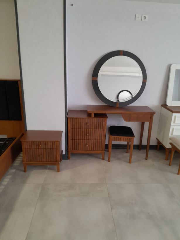 سرویس خواب دونفره مدرن مدل دنیز جنس mdf روکش چوب راش و چوب روسی اصل فندوقی روشن