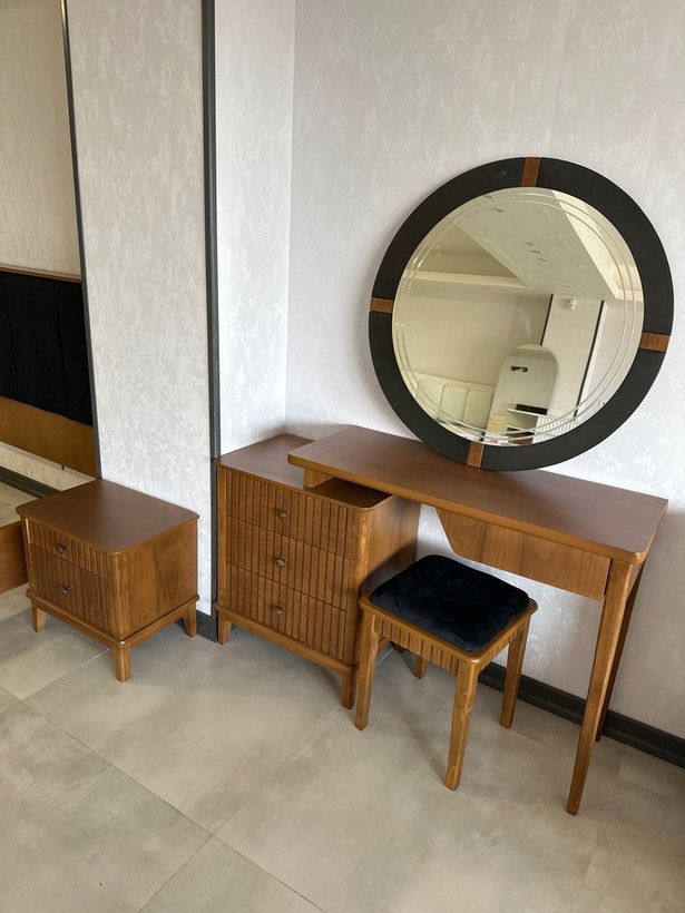 سرویس خواب دونفره مدرن مدل دنیز جنس mdf روکش چوب راش و چوب روسی اصل فندوقی روشن